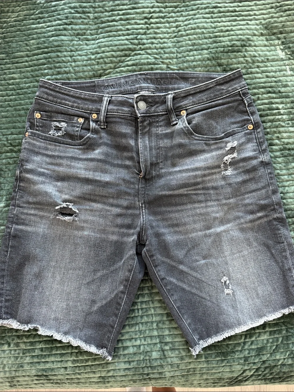 American Eagle Outfitters Distressed Charcoal Gray Denim Shorts